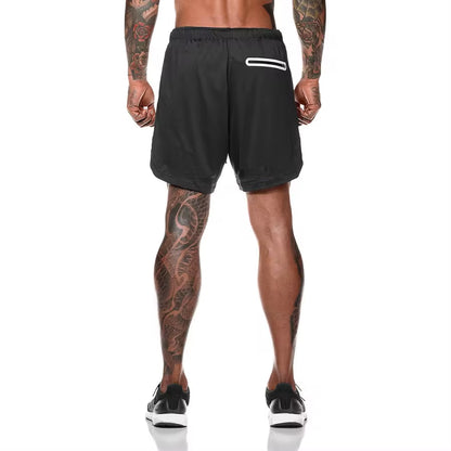 Men 2 in 1 Running Shorts Jogging Gym Fitness Training Quick Dry Beach Short Pants Male Summer Sports Workout Bottoms Clothing